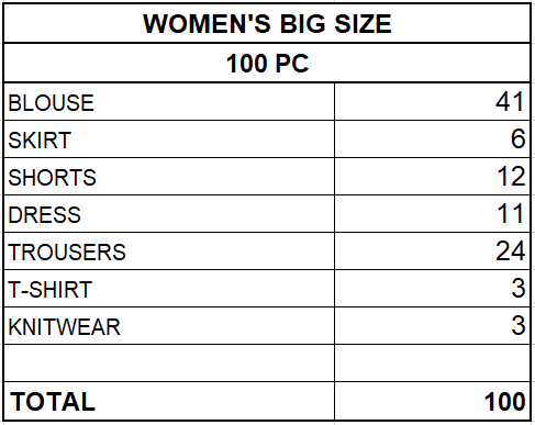 BIG SIZE WOMEN'S MIX - FROM 6,10 EUR / PC